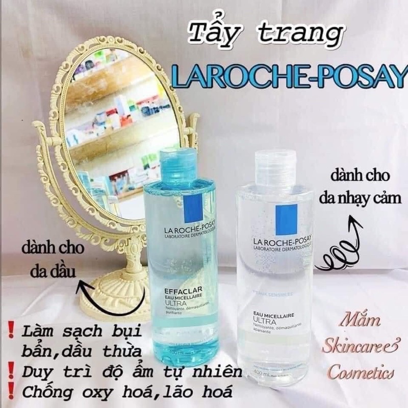 Nước Tẩy Trang Dành Cho Da Dầu &amp; Da Nhạy Cảm Micellar Water Ultra Oily Sensitive Skin La Roche - Poáy 400ml