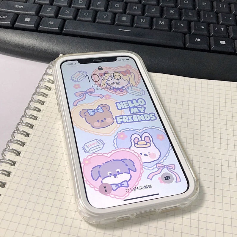 Viền trắng đơn giản thích hợp cho iphone 12promax 13 11 hai trong một x/xs 8p