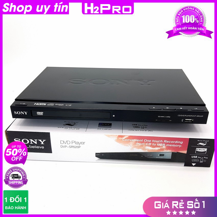 [RẺ VÔ ĐỊCH] Đầu đĩa DVD Sony DVP-SR520P (2020) USB-thẻ nhớ-HDMI, điện 220V-110V-12V, đầu dvd karaoke sony cao cấp (tặng