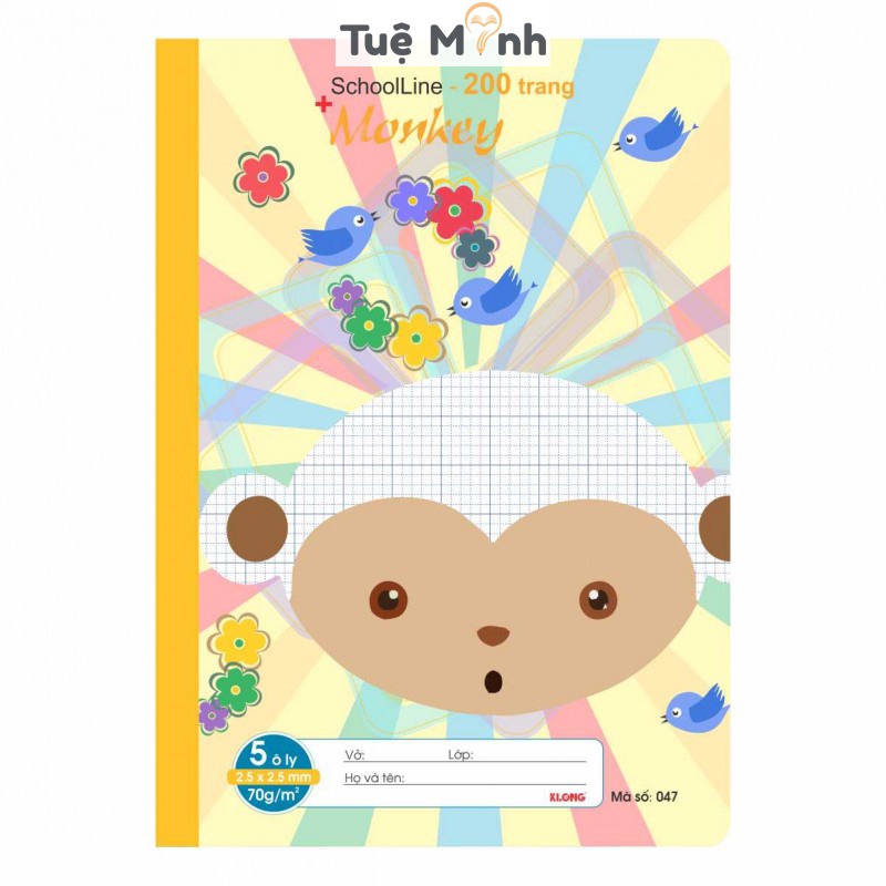 Vở ô ly 200 trang Klong B5 ghim bấm SchoolLine MS 047 tập sổ ô ly viết bài VPP Tuệ Minh