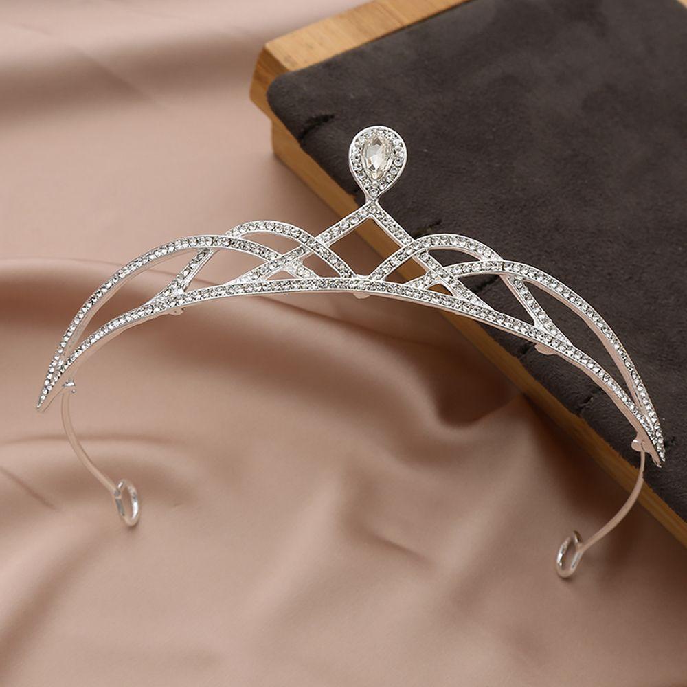 NICKOLAS Băng Đô Cài Tóc Hình Vương Miện Màu Đen / Bạc Đính Đá Lấp Lánh Thời Trang Cho Cô Dâu