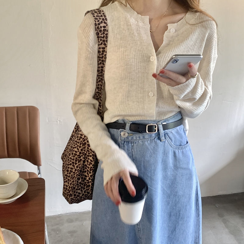 Áo cardigan tay dài kiểu dệt kim phong cách Hàn Quốc trẻ trung xinh xắn