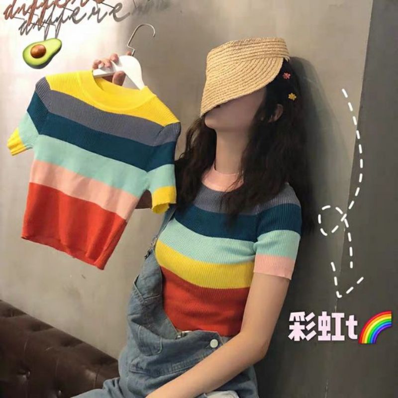 áo len kẻ ngang croptop hàng quảng châu chất đẹp | BigBuy360 - bigbuy360.vn