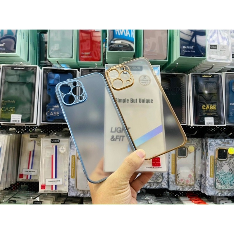 Ốp Lưng Likgus Nhám iPhone 13, 13 Pro, 13 Pro Max viền màu xanh chuẩn màu máy bảo vệ cụm camera