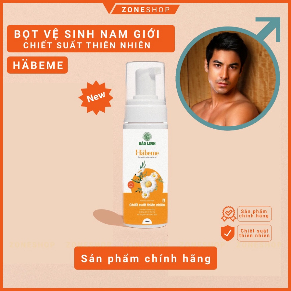 Bọt vệ sinh nam giới Habeme - Dung dịch vệ sinh nam tạo bọt 100ml, hương tự nhiên, chiết xuất thiên nhiên  phâ
