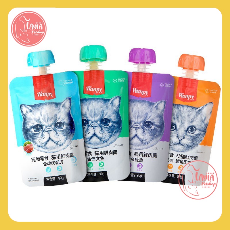 Súp thưởng Wanpy cho mèo dạng tuýp 90g đủ vị