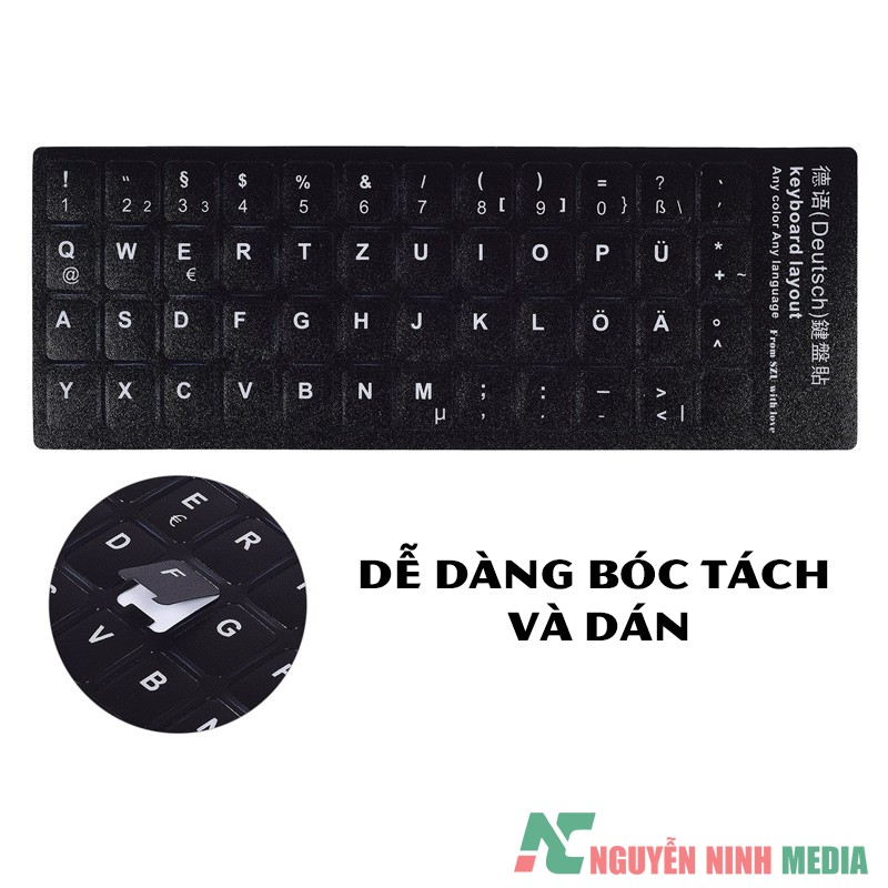 Miếng dán bàn phím tiếng Đức - German Keyboard Stickers (Duetsch)