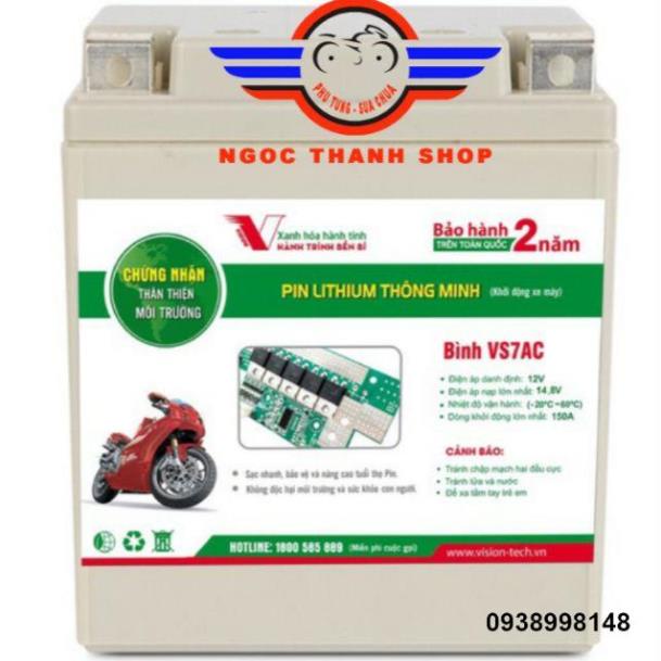 Bình Ắc quy Lithium VS7AC kích thước chuẩn cho GZ, GZ125, GZ150A, SH125, SH150 ...-NTS