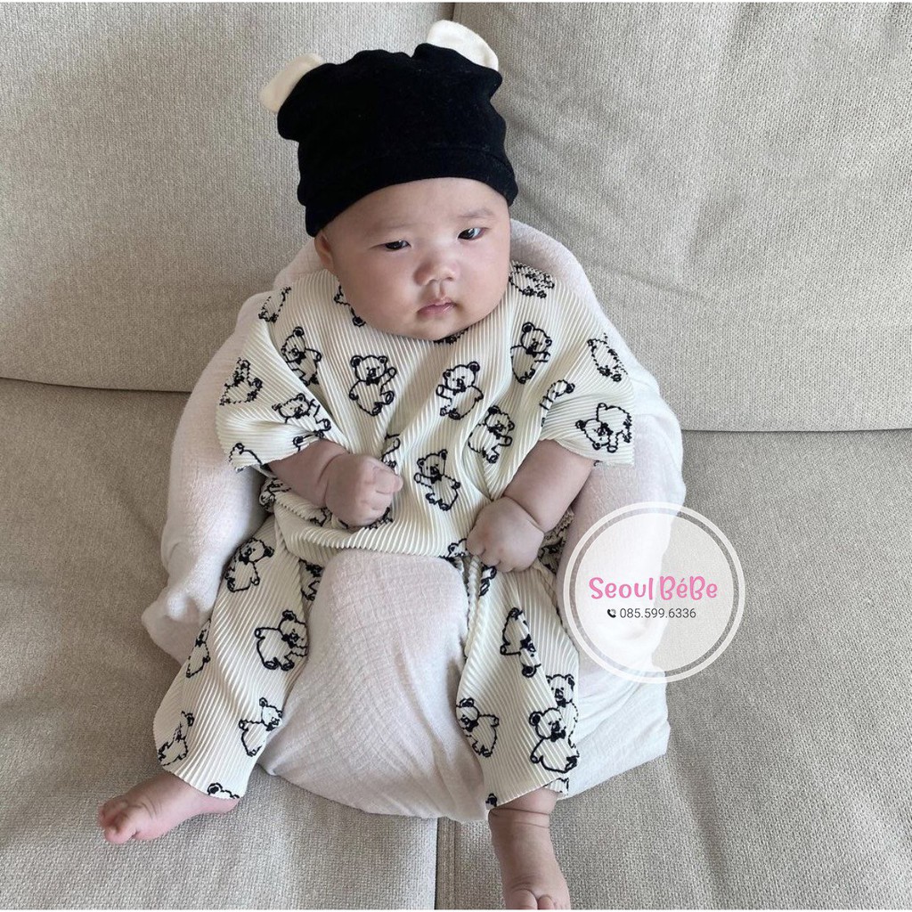 Bộ cộc xếp ly gấu cotton giấy chất siêu đẹp made in Korea