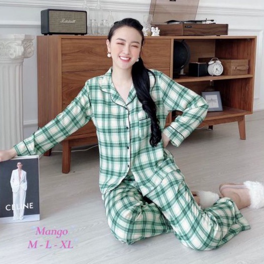 Bộ Pijama Dài Tay Cho Nữ - Đồ Ngủ Lụa Mango Cao Cấp Hàng Có Đủ SizeGiảm 10K Đơn 200K