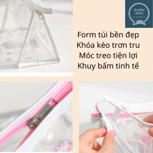 Túi đựng bút viết to bóp viết đa năng trong suốt Keelin Store (bán lỗ xin 5*) nhựa PVC cute dễ thương kt 12*8*19cm