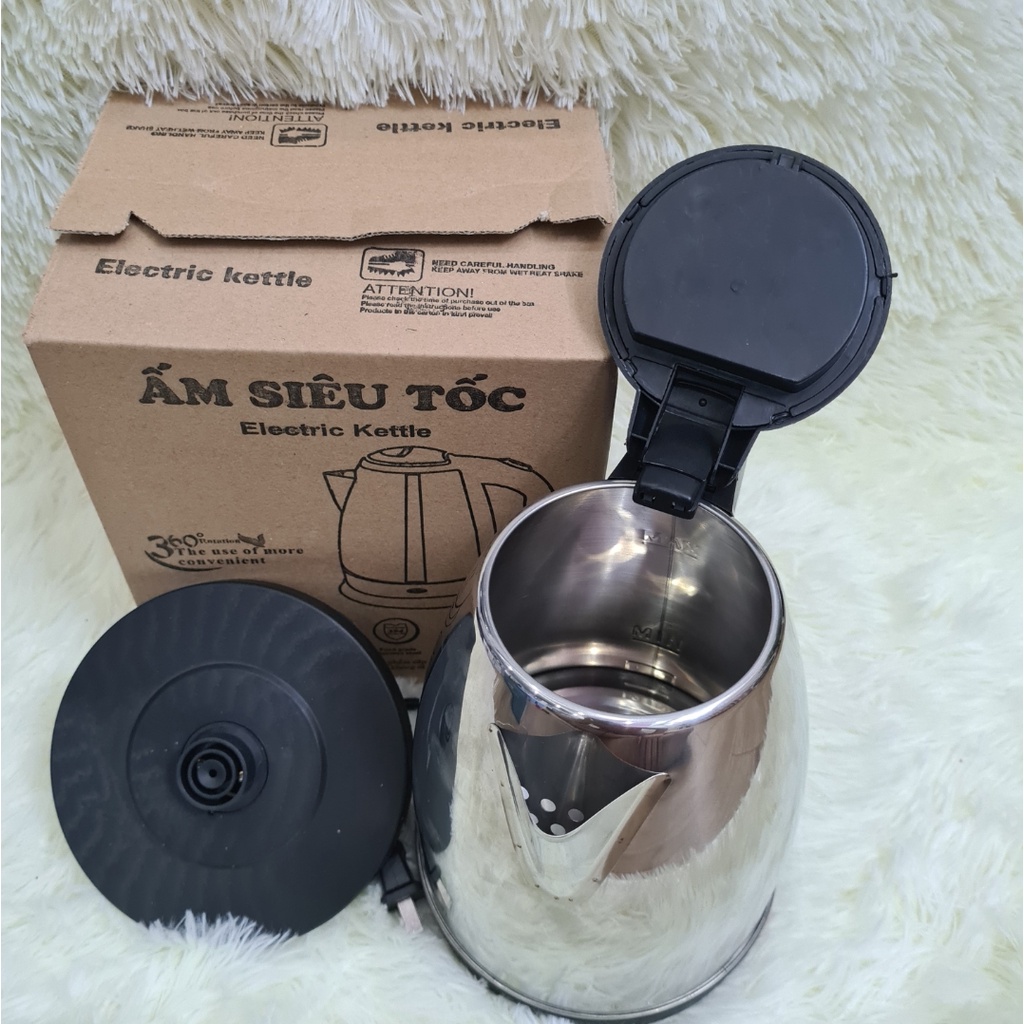 Ấm siêu tốc 1.8 lít Kettle , ấm inox bảo hành 6 tháng.