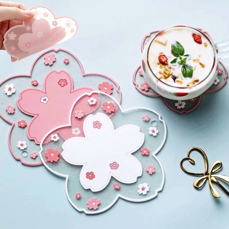 1 Miếng Lót Ly Chống Trượt Cách Nhiệt In Hình Hoa Anh Đào Dễ Thương Phong Cách Nhật Bản Dành Cho Nhà Bếp