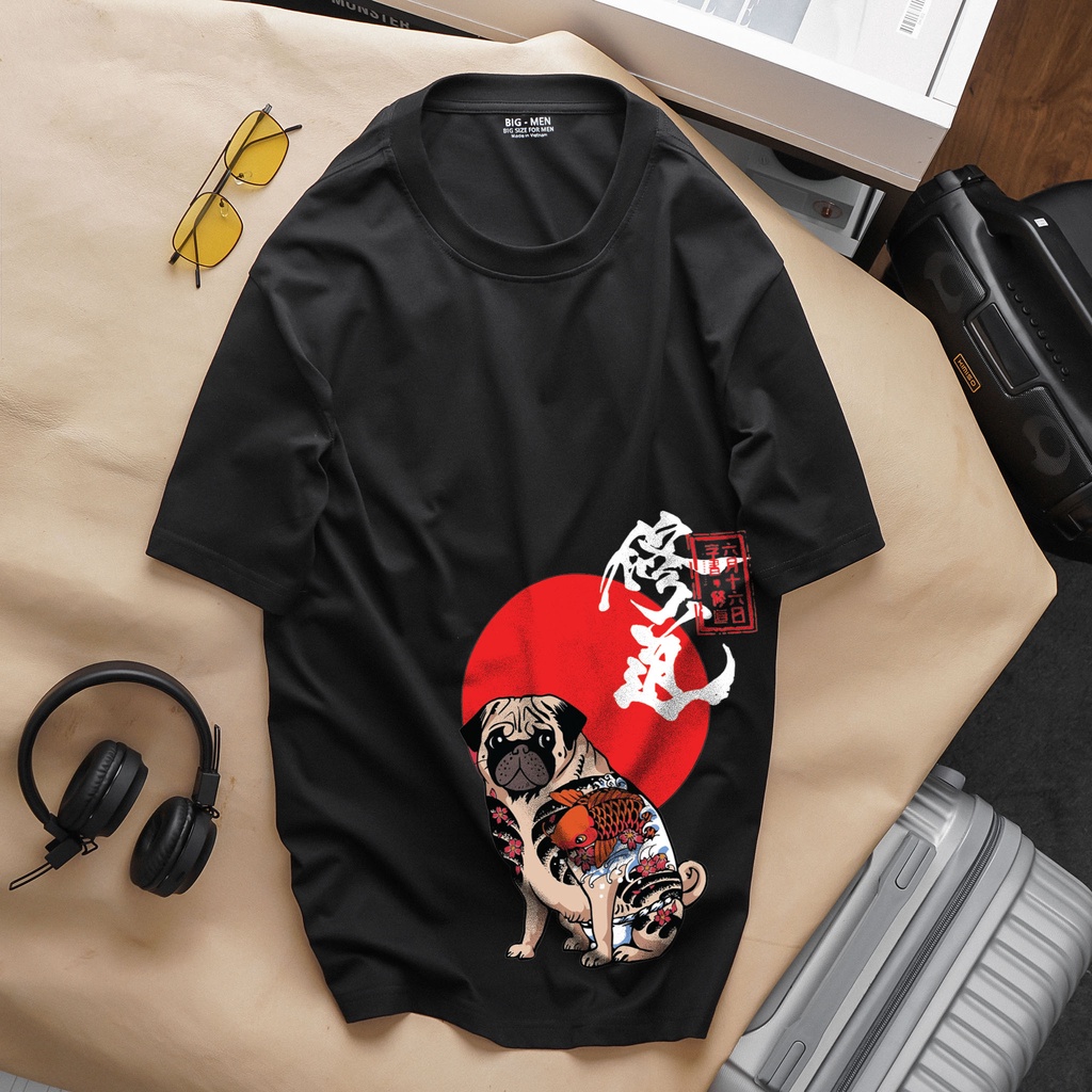Big size- Áo thun unisex thời trang in hình chó xăm mình siêu hot 50-140kg