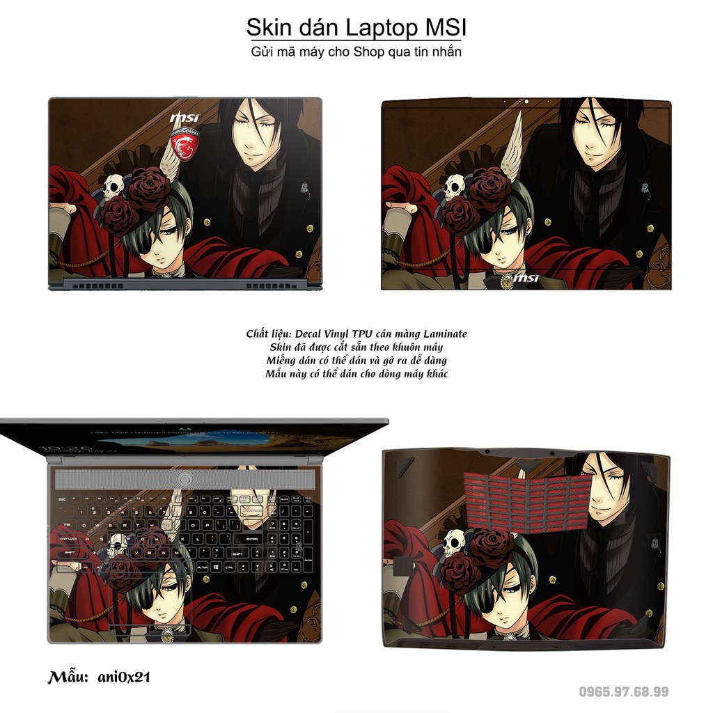 Skin dán Laptop MSI in hình Anime (inbox mã máy cho Shop)