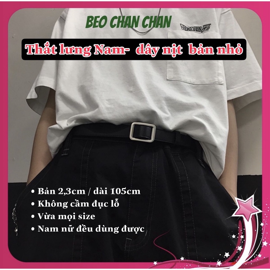 THẮT LƯNG DA NAM NỮ ULZZANG , DÂY NỊT DA, BELT DA  BẢN NHỎ 2,5Cm DÂY NỊT ULZZANG MẶT CHỮ NHẬT STYLE HÀN QUỐC XỊN ĐẸP