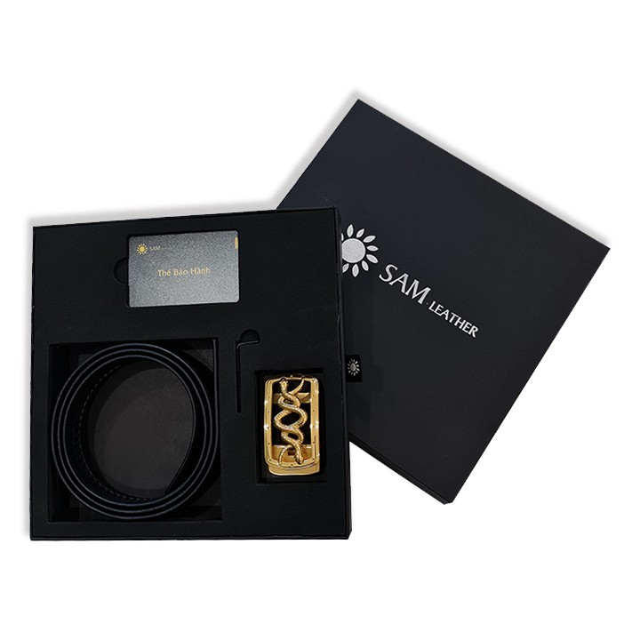 Dây Thắt Lưng Nam Da Bò Cao Cấp - Dây Nịt Nam SFDN028RB -Mặt Khóa Inox 316 Nguyên Khối & Da Bò,BH 12 Tháng