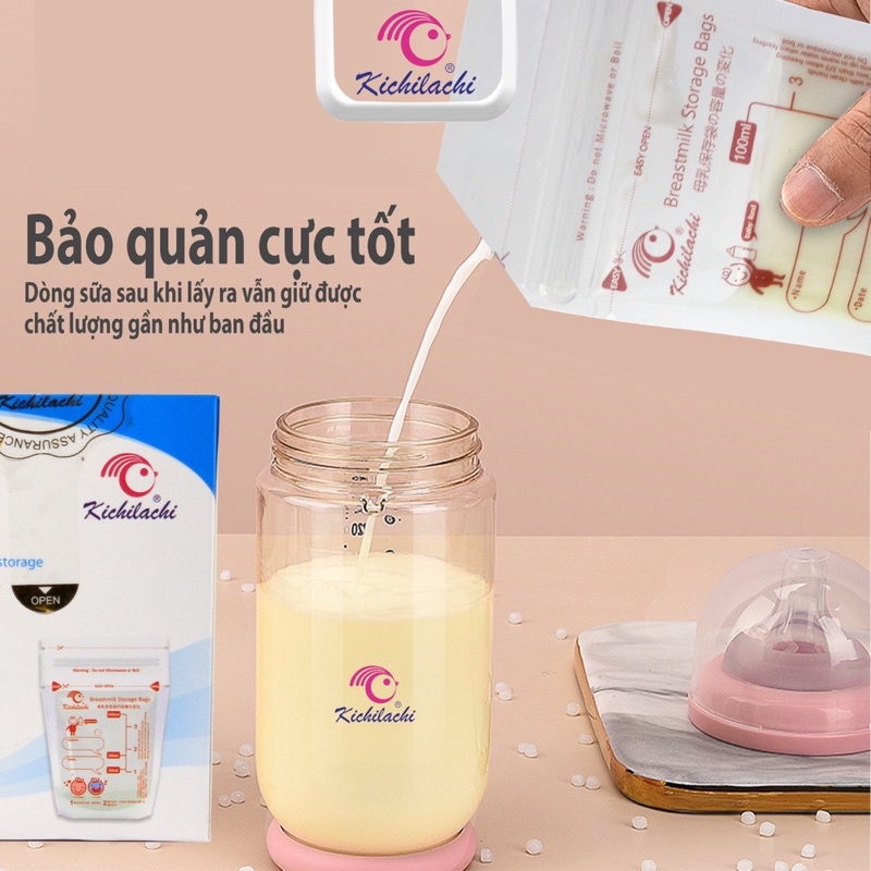  Túi trữ sữa cảm biến nhiệt Kichilachi 100ml hàng chính hãng