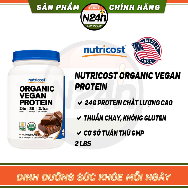 NUTRICOST ORGANIC VEGAN PROTEIN 2LBS Sữa Dinh Dưỡng Bổ Sung Protein Thực Vật Thích Hợp Cho Người Ăn Chay CHÍNH HÃNG