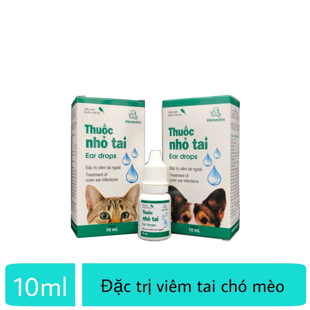 Chai nhỏ tai cho mèo Vemedim Ear Drops 10ml ️ FREESHIP️ thuốc nhỏ tai chó chặn ngay triệu chứng viêm tai ngoài