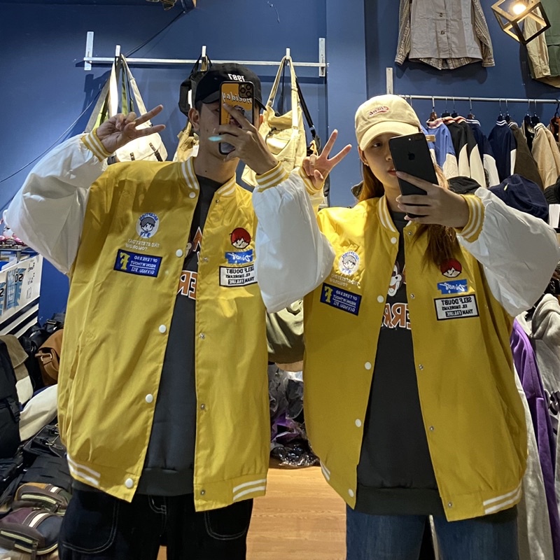 NEW - ÁO KHOÁC BÓNG CHÀY VARSITY JACKET MÀU VÀNG