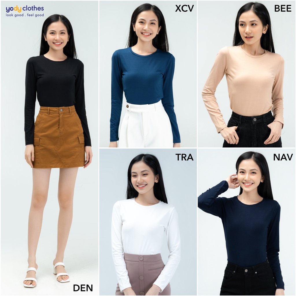 Áo giữ nhiệt nữ YODY cổ tròn trẻ trung, mềm mại thấm hút tốt ATN4578 | BigBuy360 - bigbuy360.vn