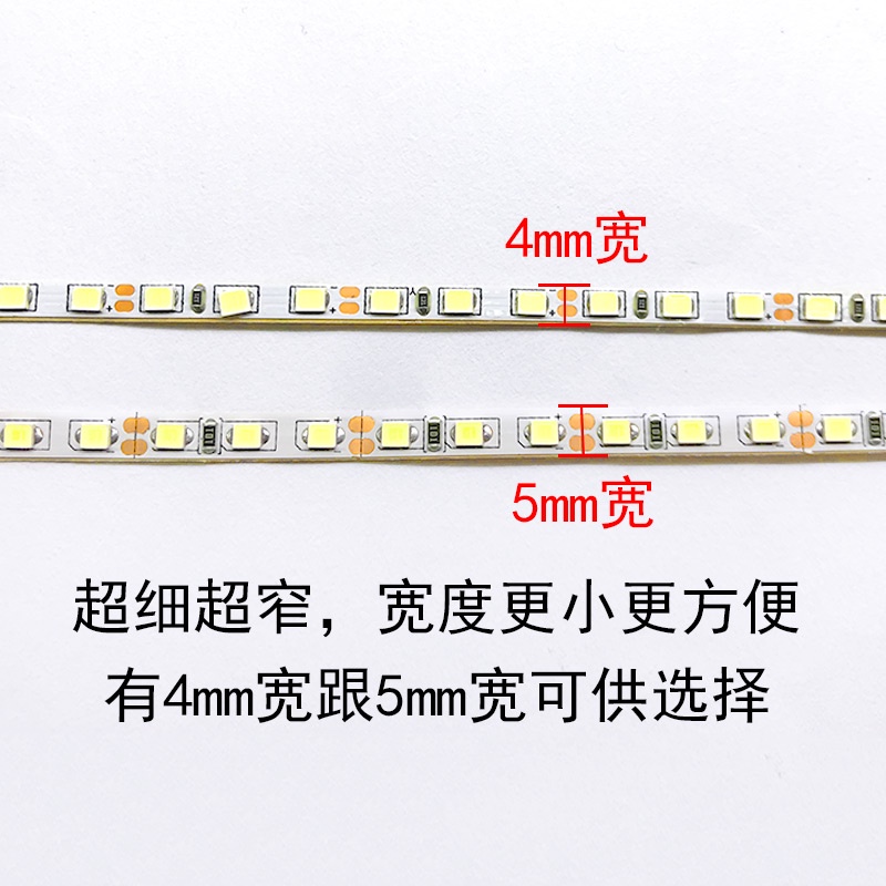 Cuộn Dây Đèn LED 2835 12V 4mm Siêu Mỏng 120 Bóng 5m Ánh Sáng Trắng / Xanh Ấm / Vàng Siêu Mỏng