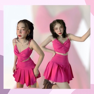 Cici set ( Set áo dây và chân váy xếp ly)