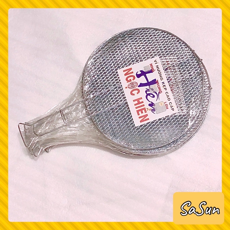 Vỉ Nướng Thịt, Vỉ Nướng Kẹp Inox Cao Cấp Loại Tròn.