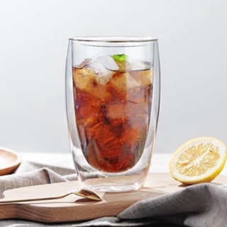 Cốc nước thủy tinh uống bia / trà / cà phê thiết kế hai lớp cách nhiệt