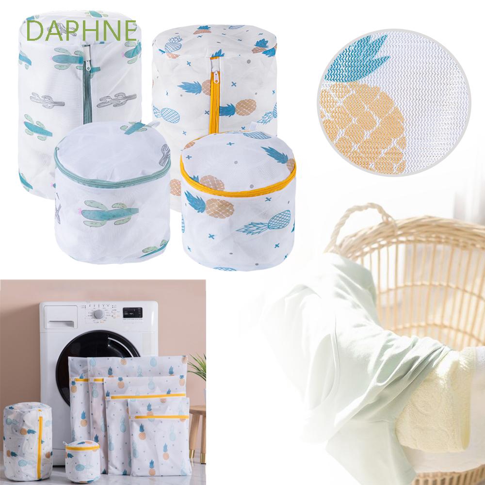 Daphne Túi Đựng Quần Áo Giặt Có Khóa Kéo In Hình Xương Rồng / Quả Dứa Dễ Thương