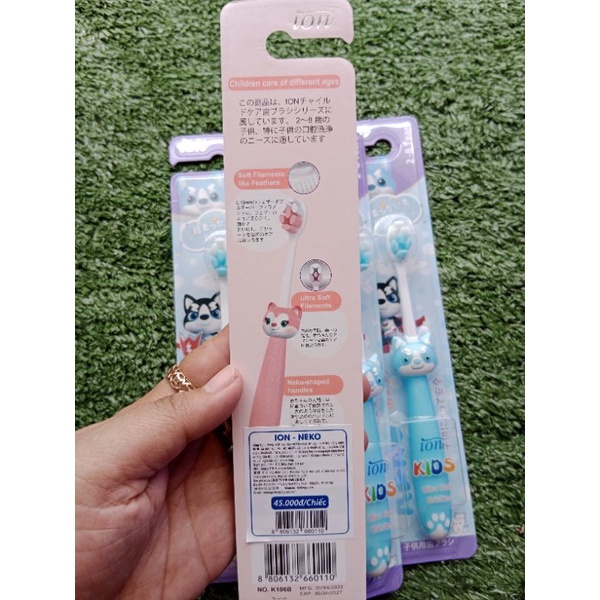 Bàn chải đánh răng iOn Neko Hàn Quốc 🌛 lông siêu mềm cao cấp🌛bảo vệ răng miệng cho bé