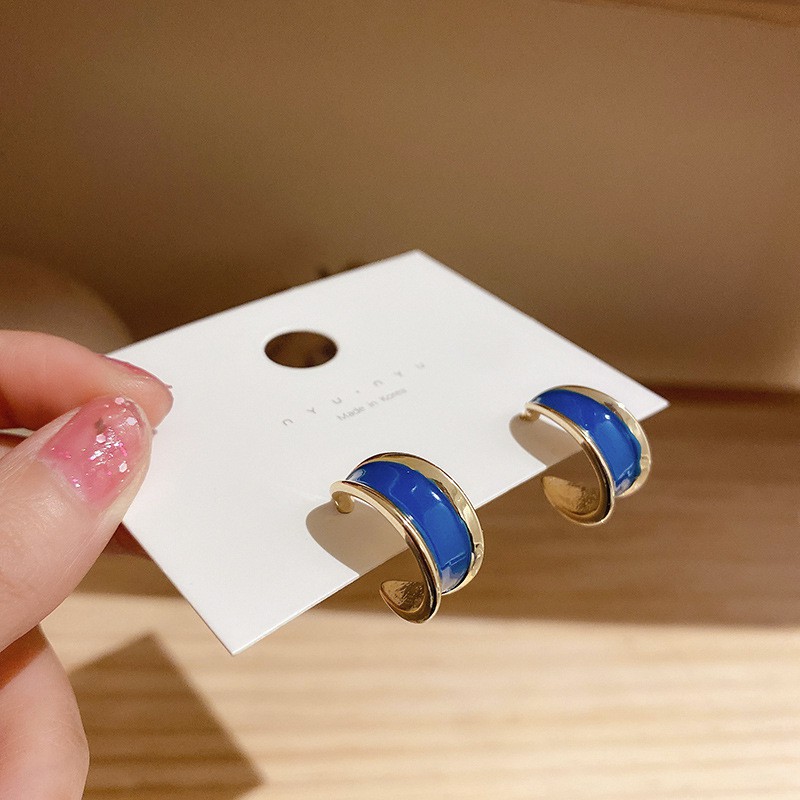 Hoa tai tráng men xanh thời trang cho nữ