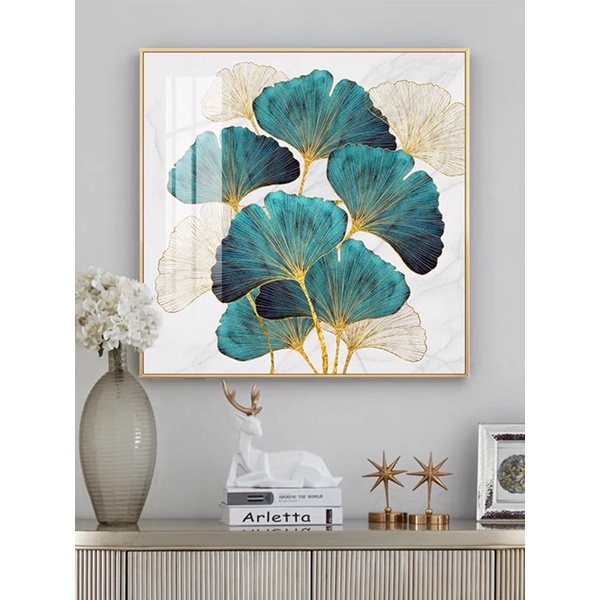 Tranh Treo Tường Tráng gương Phòng Khách/ Ngủ/ Phòng ăn/ Nhà Hàng Khách Sạn Bàn làm việc Hoa lá bạch quả/ Rẻ quạt