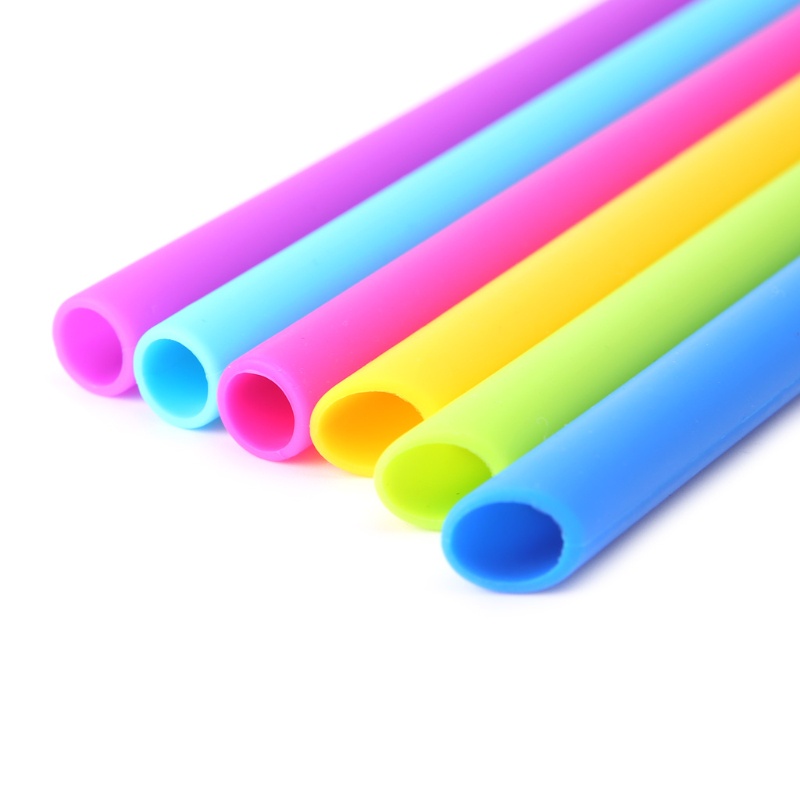 Ống Hút Silicon Thẳng Góc Thực Phẩm Tái Sử Dụng Được Kèm Cọ Vệ Sinh Mới