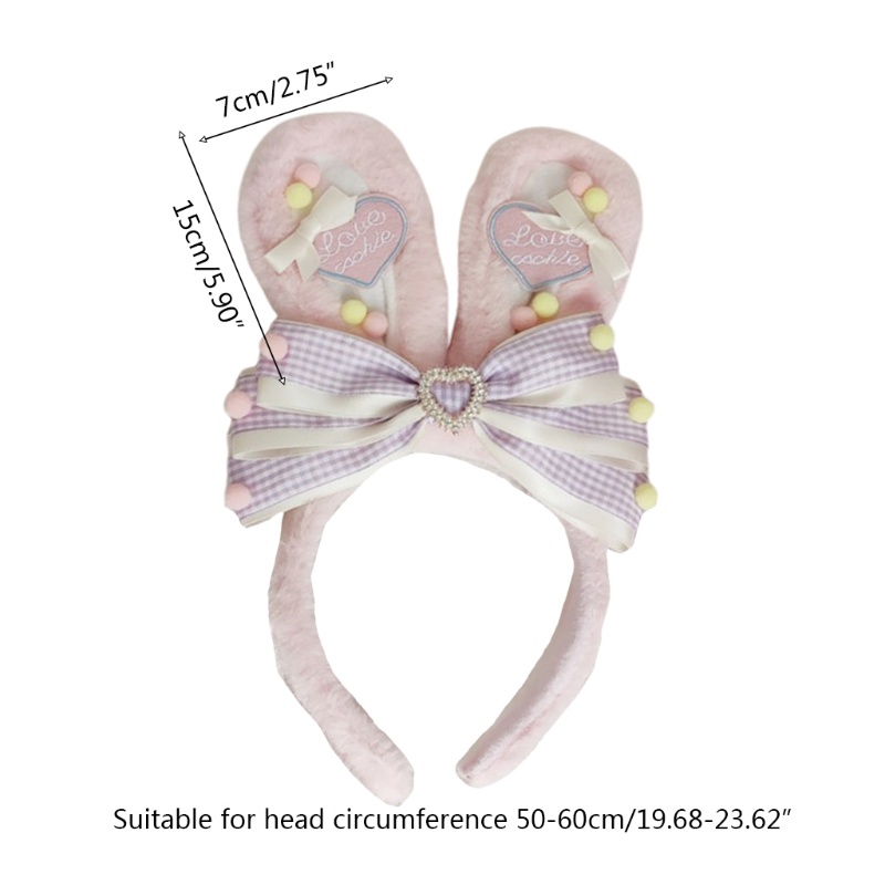 Băng Đô Tai Thỏ Hoạt Hình Thắt Nơ Xinh Xắn Dành Cho Nữ