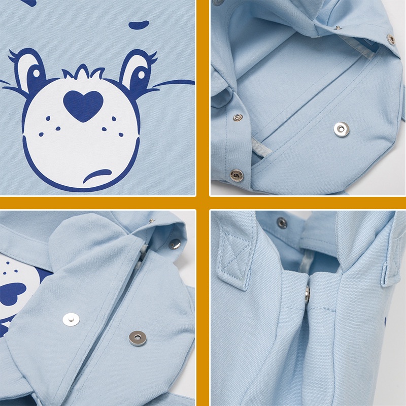 【Hàng giao ngay】Dễ thương gấu carebears túi vải nữ sinh viên giản dị túi đi học
