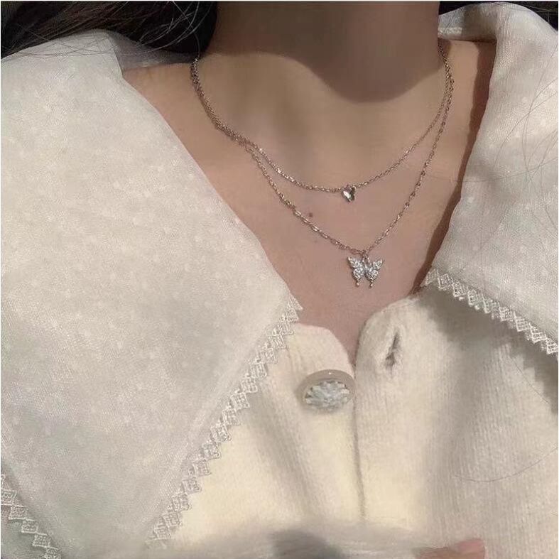 Vòng cổ Hợp Kim Hình Bướm Đính Đá Thời Trang Cho Nữ