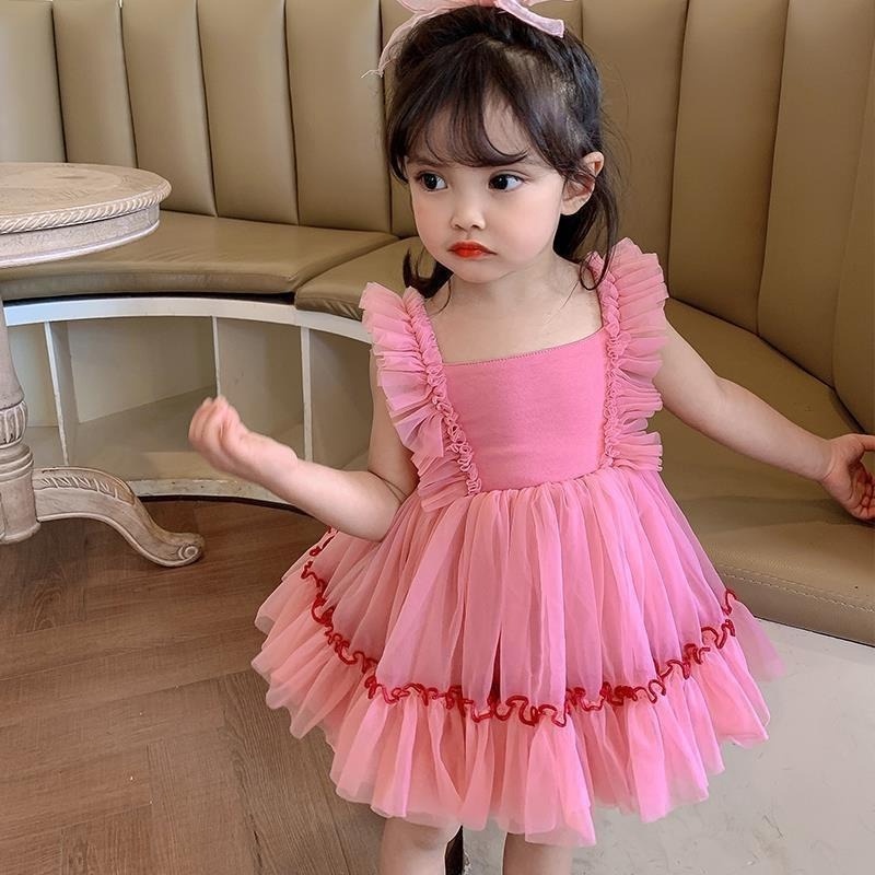 Đầm Tutu Phối Lưới Kiểu Công Chúa Thời Trang Mùa Hè 2022 Mới Cho Bé Gái