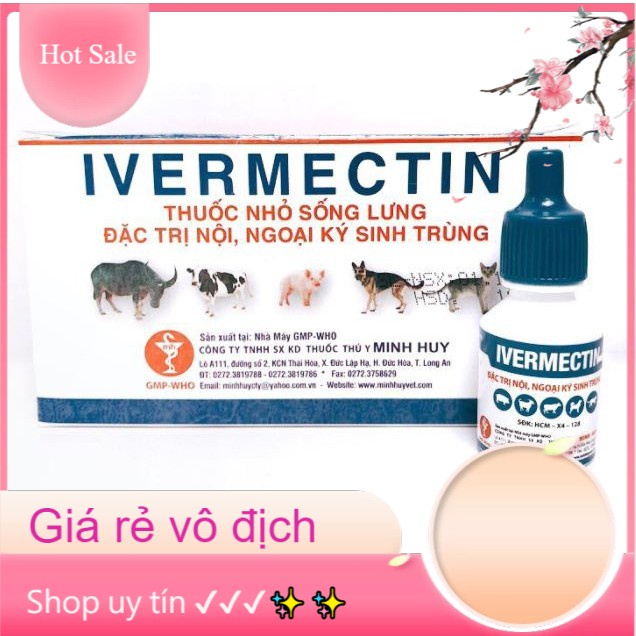 Nhỏ Gáy Trị Nội Ngoại Ký Sinh Trùng Giun Ve Rận Ivermectin MH hộp 10 chai - shop Thức ăn cho mèo Pate Me-0