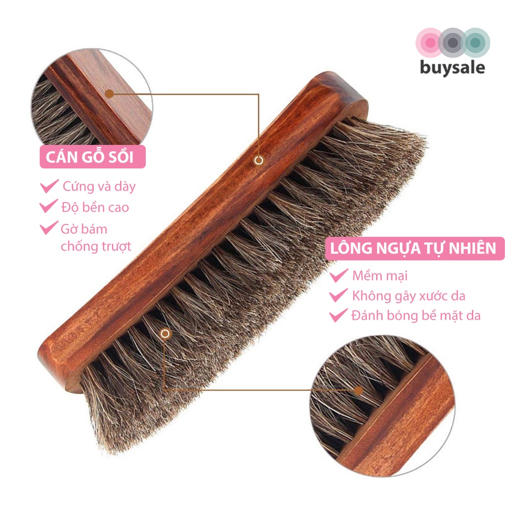 Bàn chải lông ngựa tự nhiên vệ sinh, chăm sóc đồ da - BuySales - BSPK235
