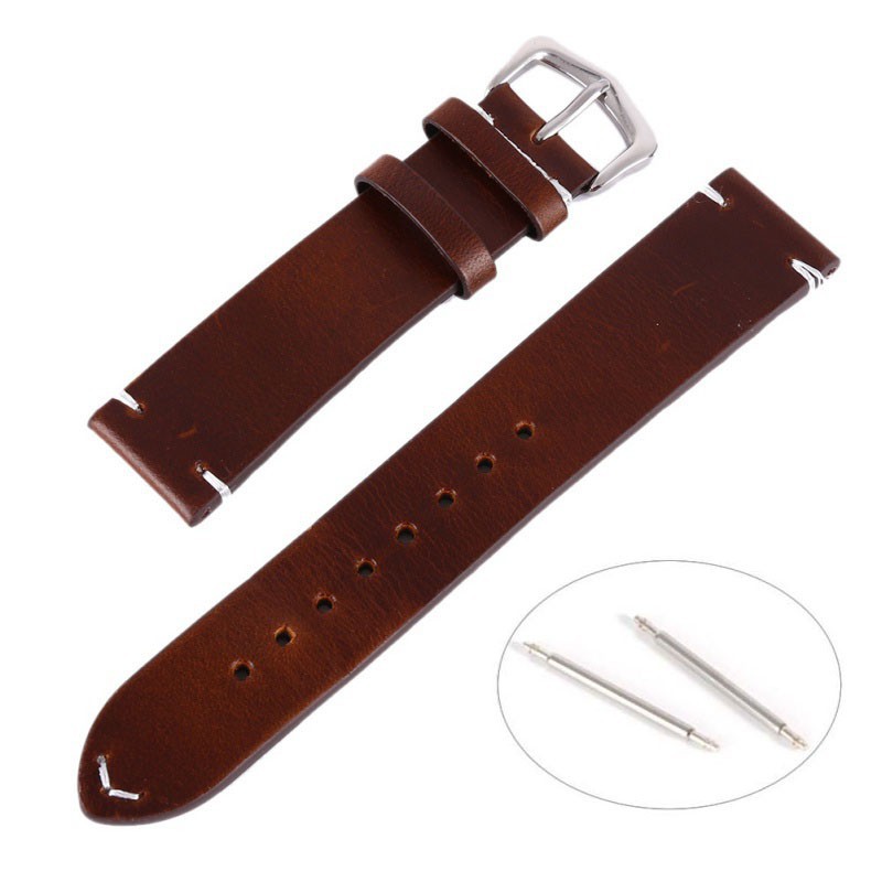 Dây Đeo Đồng Hồ Bằng Da Thủ Công Cho Nam Nữ 18 20 22Mm