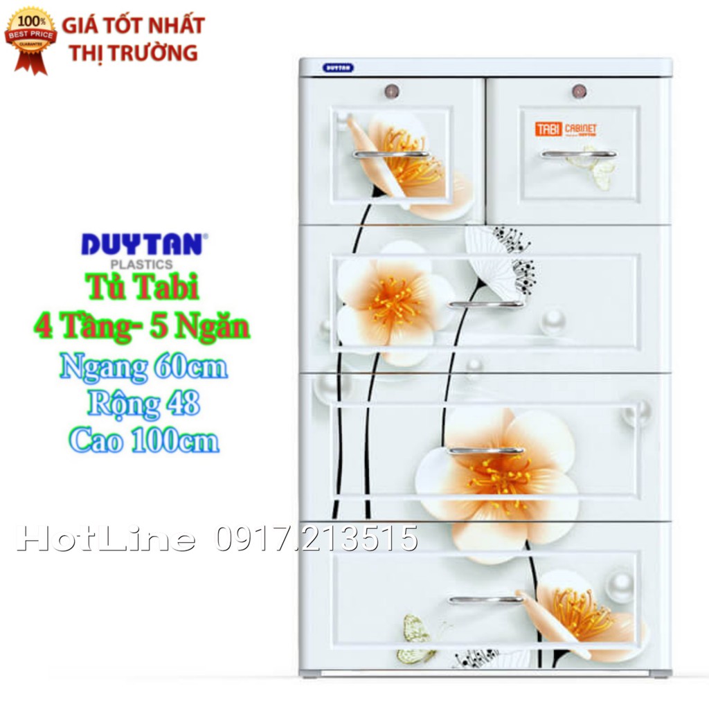 Tủ nhựa duy tân TABI 4 Tầng- 5 Ngăn Màu Lá