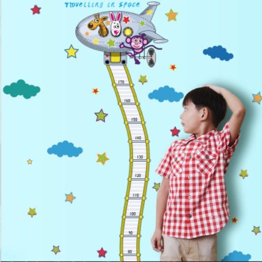 Decal trang trí tường - Đĩa bay thước đo cho bé vui nhộn