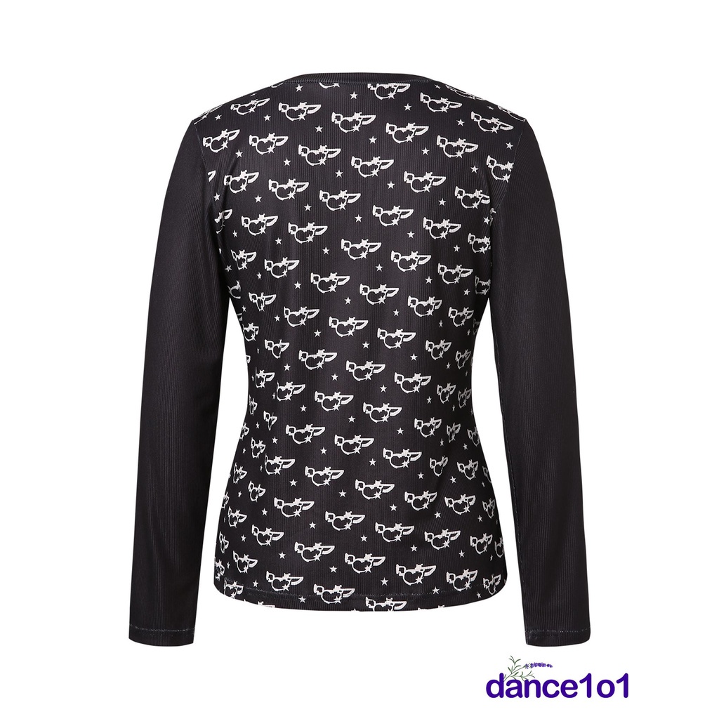 Hn Áo Thun Tay Dài Họa Tiết Trái Tim Đính Đá Thời Trang Cho Nữ