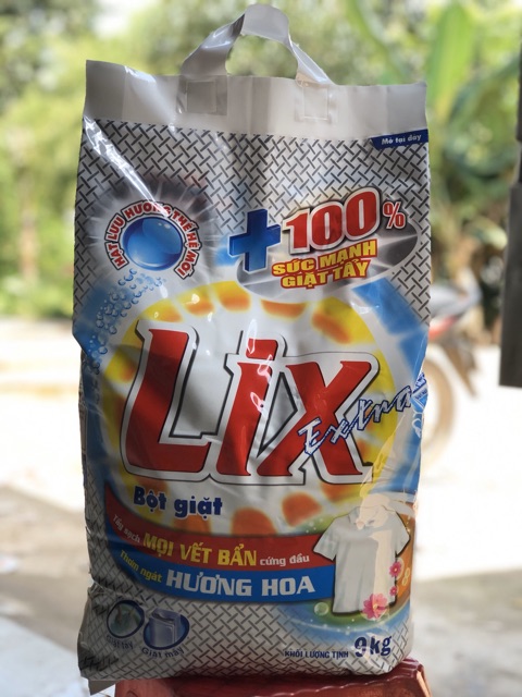 Bột Giặt Lix Extra 9kg hương hoa tẩy sạch mọi vết bẩn cứng đầu