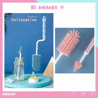 Bộ chổi, cọ rửa bình sữa và núm ti cao cấp chuyên dụng, tay cầm xoay 360