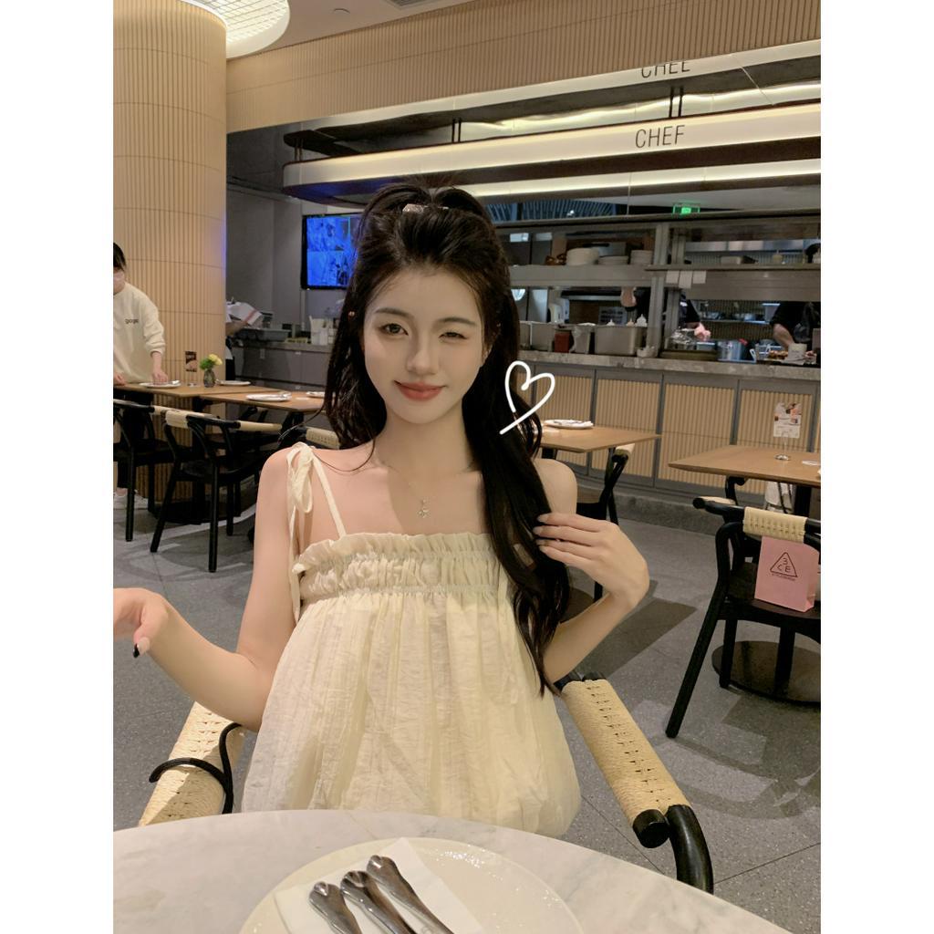 Xiaozhainv Áo Hai Dây Dáng Suông Ngọt Ngào Thời Trang Phong Cách Hàn Quốc Cho Nữ