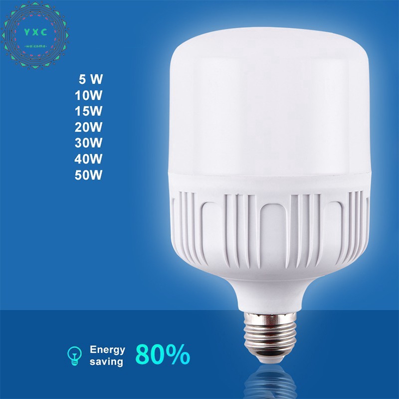 Bóng đèn LED E27 5W/ 10W/ 15W/ 20W/ 30W/ 40W/ 50W ánh sáng trắng tiết kiệm năng lượng cho nhà ở