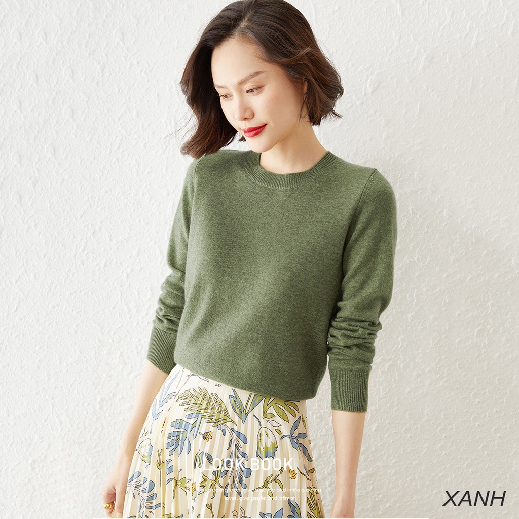 Áo len nữ dài tay cổ tròn trơn màu, Áo len basic trơn kiểu dáng Hàn Quốc chất lông cừu siêu mềm mịn | BigBuy360 - bigbuy360.vn